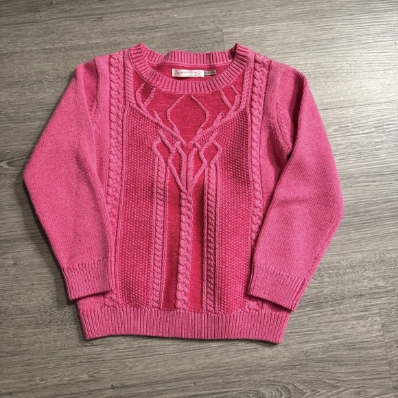 deux par deux Other - Deux Par Deux Pink Crew Neck Sweater Multiple Stitch Pattern on Front Sz.6Y